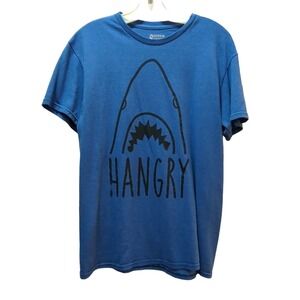 HANGRY hungry shark t shirt Perrin cotton poly heathered blue Men Women Medium M